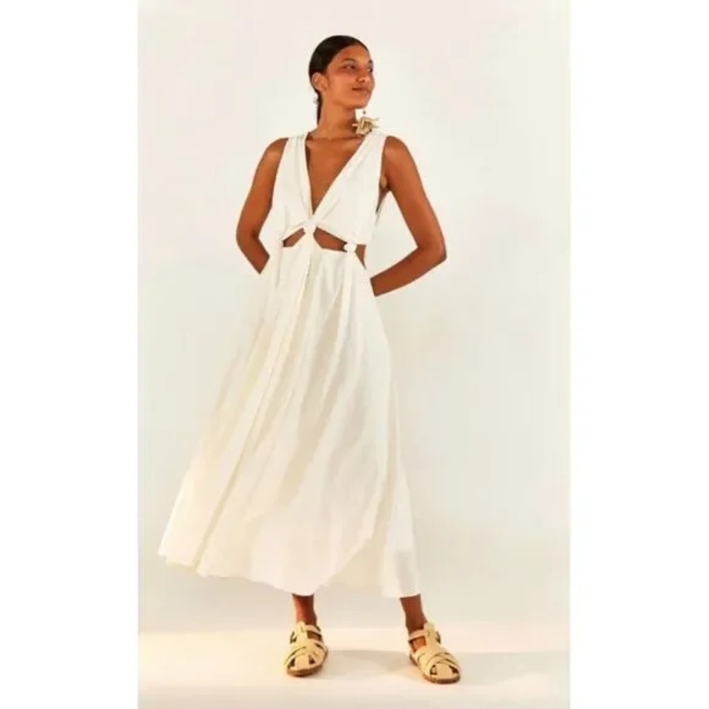 FARM RIO Ivory Linen Dress w/ Cutouts Sz XS (extra small)